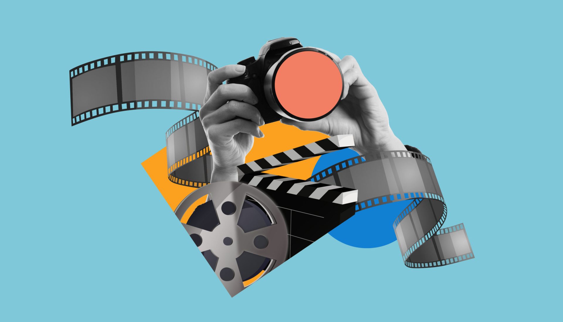 collage-about-movie-time-with-hands-holding-camera collage-about-movie-time-with-hands-holding-camera